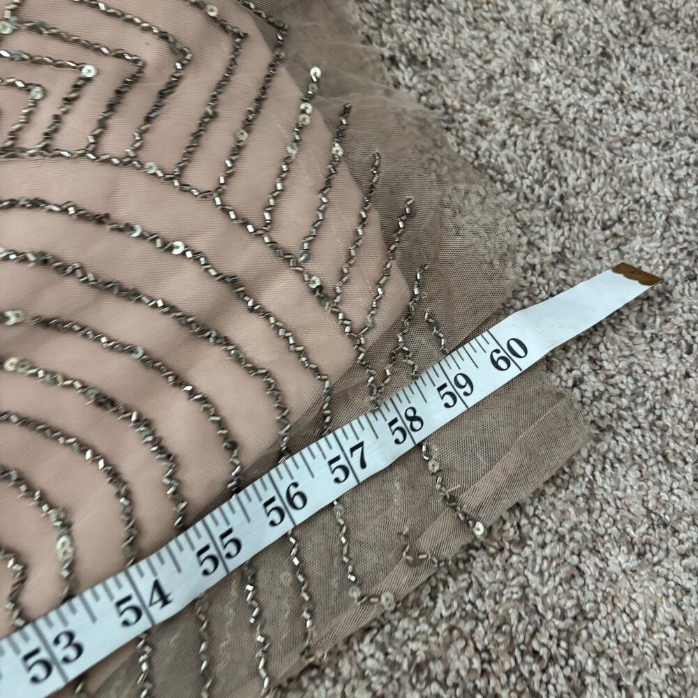 Adrianna Papell Art Deco Beaded Blouson Gown Pink Bridal Beaded Sz 2 Formal - Picture 8 of 16